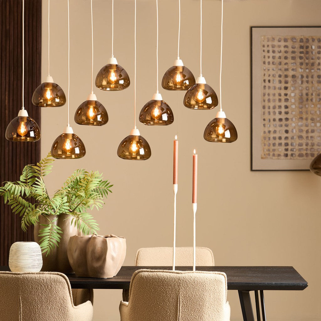 Lampada a sospensione marrone in vetro Light & Living Bisho – foto d'ambiente