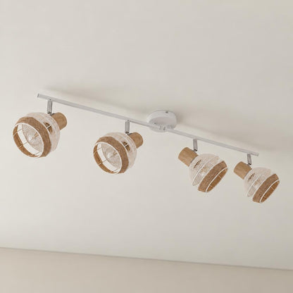 Nordisk 4-spotslampe i hvid og naturfarvet hamp – Obolg Widy – stemningsbillede
