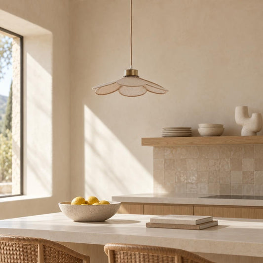 Light & Living Fyano hanglamp bloemvormig bruin – sfeerbeeld