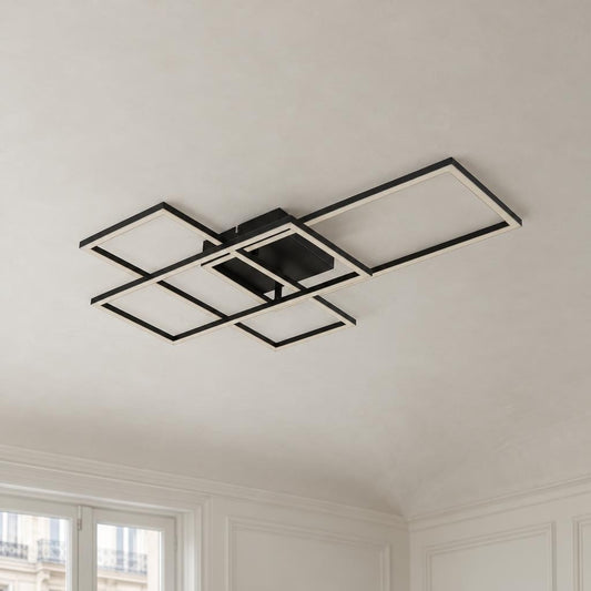 Sort LED-loftlampe Obolg Gabriel med fjernbetjening – stemningsbillede
