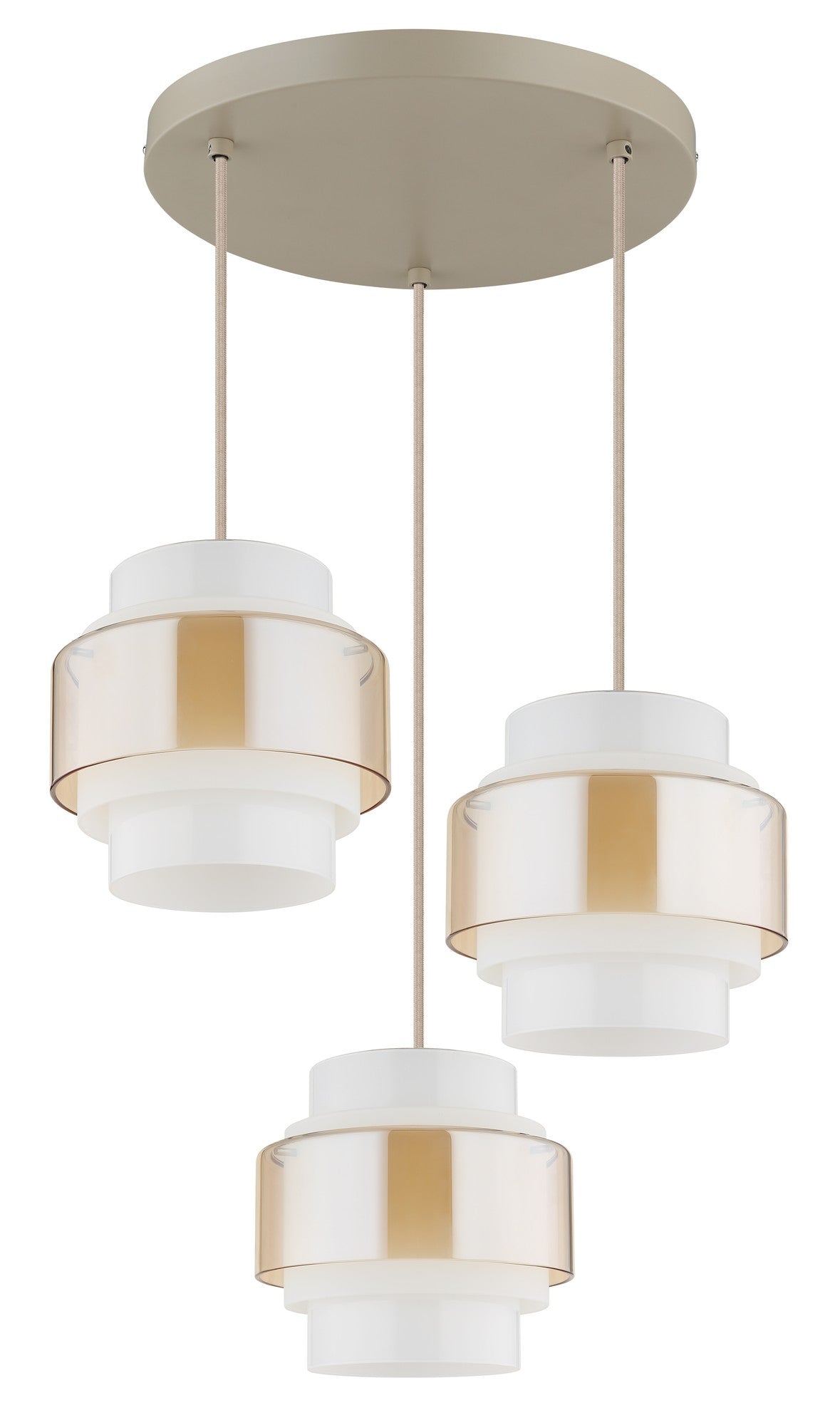 Lustre de 3 luzes em vidro areia luxuoso – imagem 1