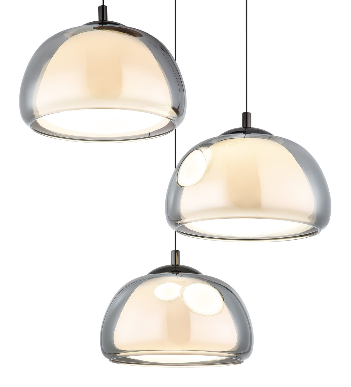 Lampadario LED in vetro gunmetal di medie dimensioni – immagine 2