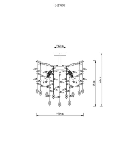 Moderna lâmpada de teto de cristal prateado com 6 luzes – imagem 5