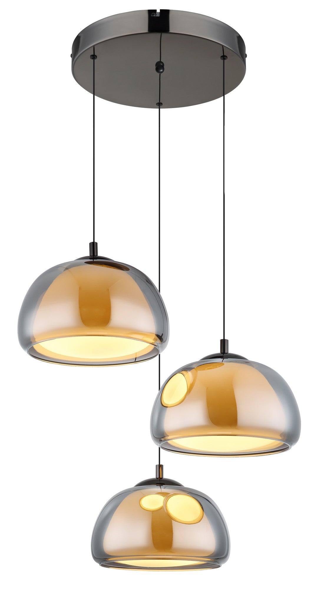 Lampadario LED in vetro gunmetal di medie dimensioni – immagine 9
