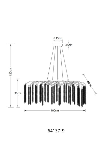 Grando lampadario di cristallo cromato – disegno con le misure