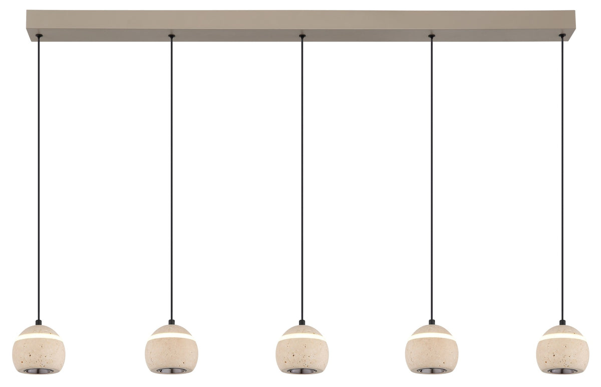 Grande lampada a sospensione LED in travertino color sabbia – immagine 2