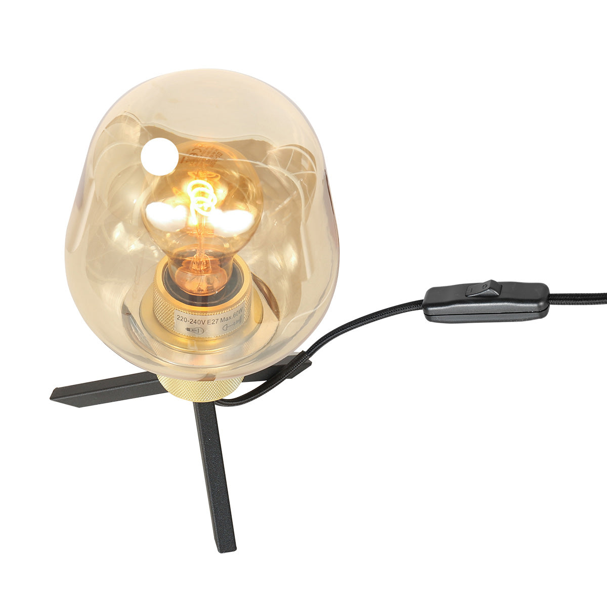 Messing tafellamp met amberkleurig glas Steinhauer Reflexion – afbeelding 11