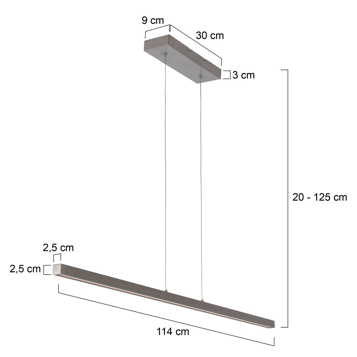 Mexlite Danske Steel LED Pendant Light – dimension drawing