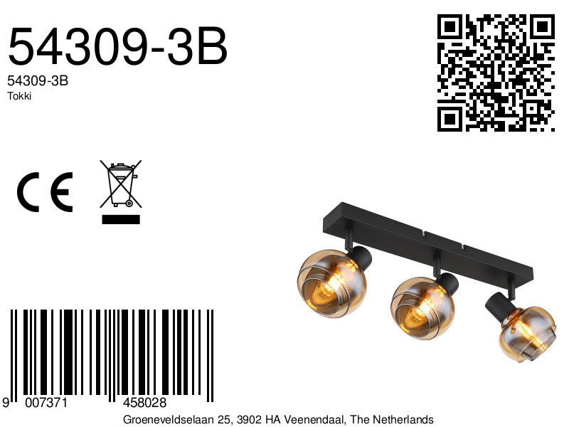 3-lichts-spot-zwart-amber-rookglas-globo-tokki-variant-image8a