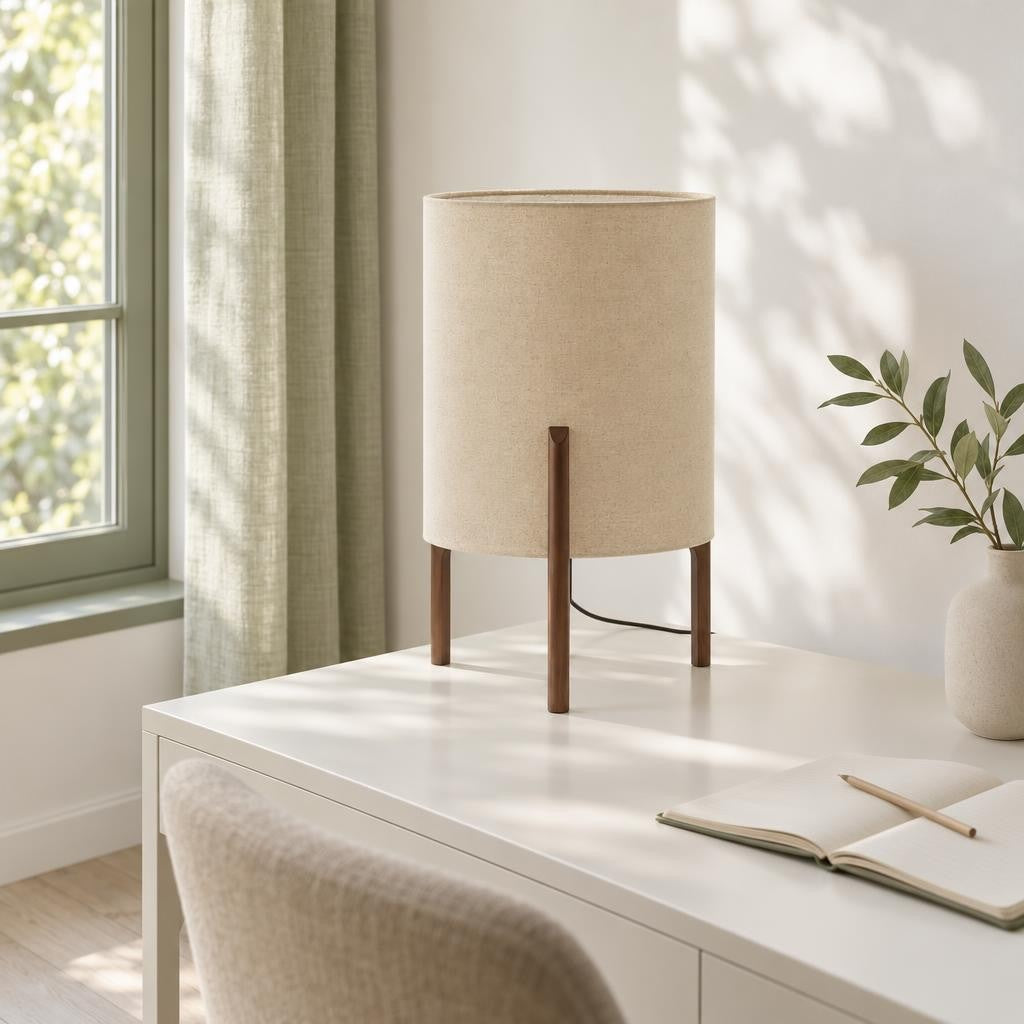 Stolní lampa Light & Living Litto z přírodního dřeva – fotografie v interiéru