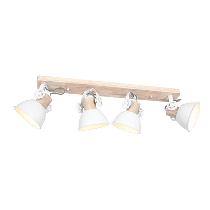 Biała industrialna lampa sufitowa Mexlite Gearwood 4-punktowa