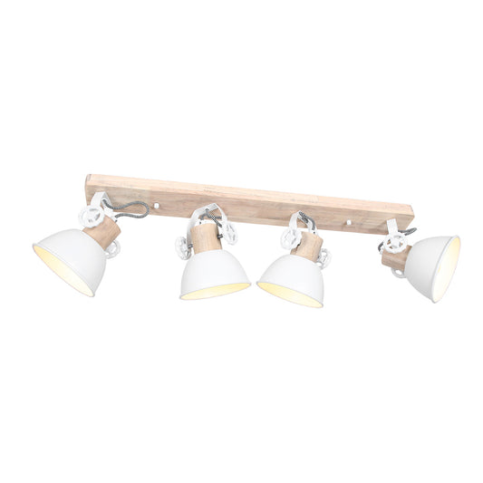 Mexlite Gearwood 4-lichts plafondspot wit en hout