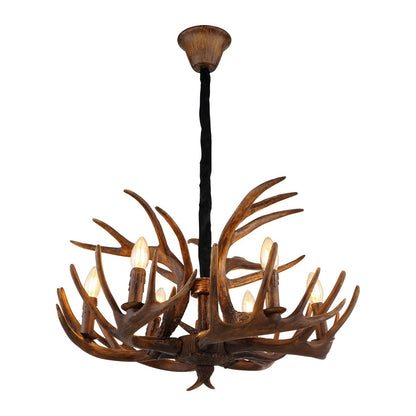 Luminária pendente metálica de 6 luzes na cor natural luxuosa
