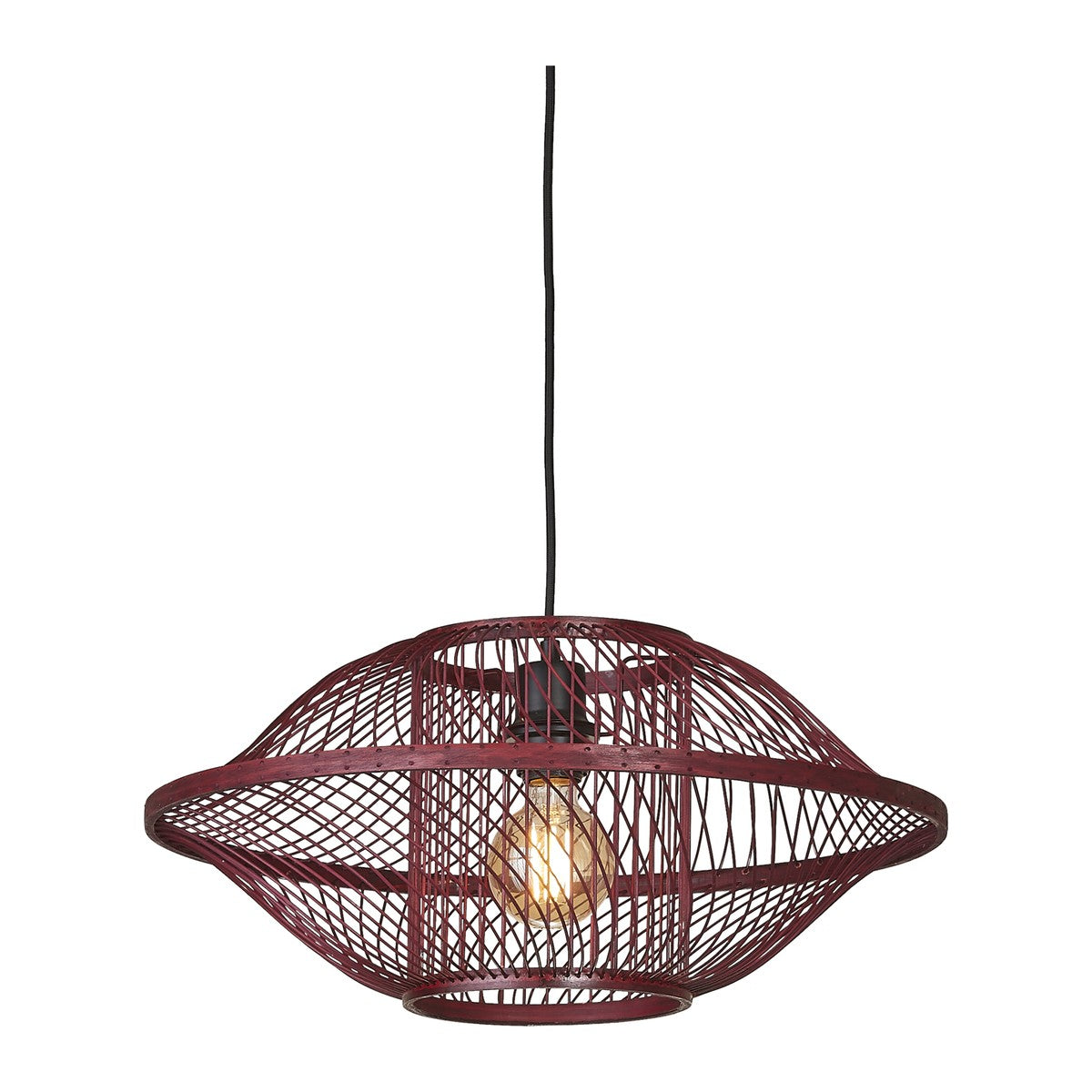 Bordeauxrode bamboe hanglamp met open vlechtwerk Ø50 cm GOOD&MOJO Maui