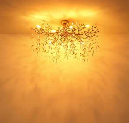 Lampadario a soffitto sette luci in cristallo dorato sottile – immagine 5