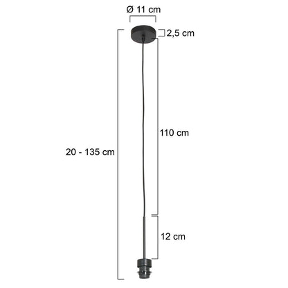Czarna lampa wisząca Steinhauer Sparkled Light – rysunek z wymiarami
