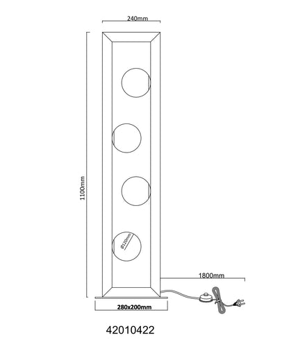 Lâmpada de chão charmosa de vidro na cor areia com 4 luzes – imagem 6