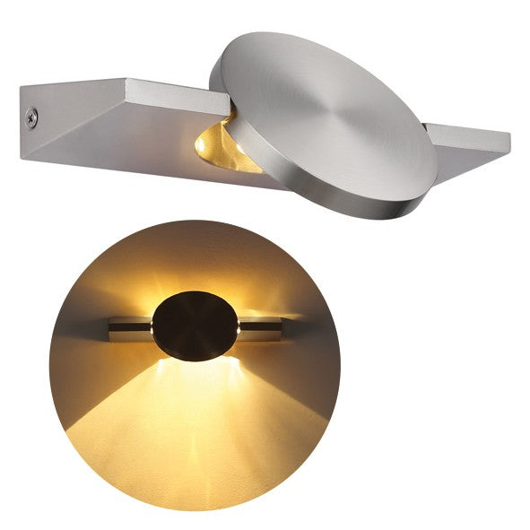 Piccola lampada da parete a LED in metallo color nichel – disegno con le misure