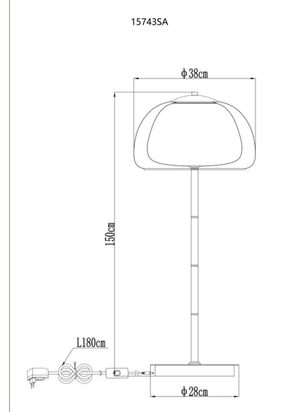 Luminária de chão LED em vidro dourado moderno – imagem 12
