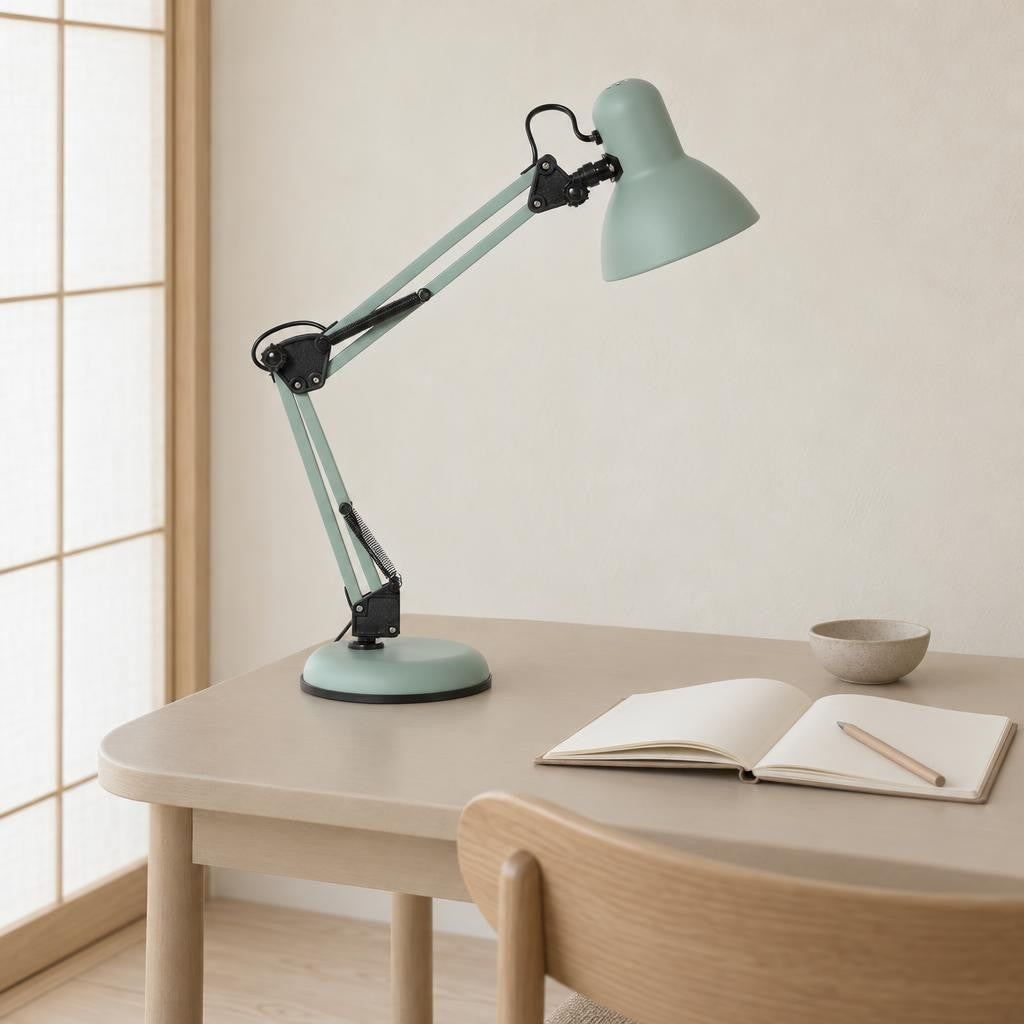 Justerbar skrivbordslampa Mexlite Study – grön – miljöbild