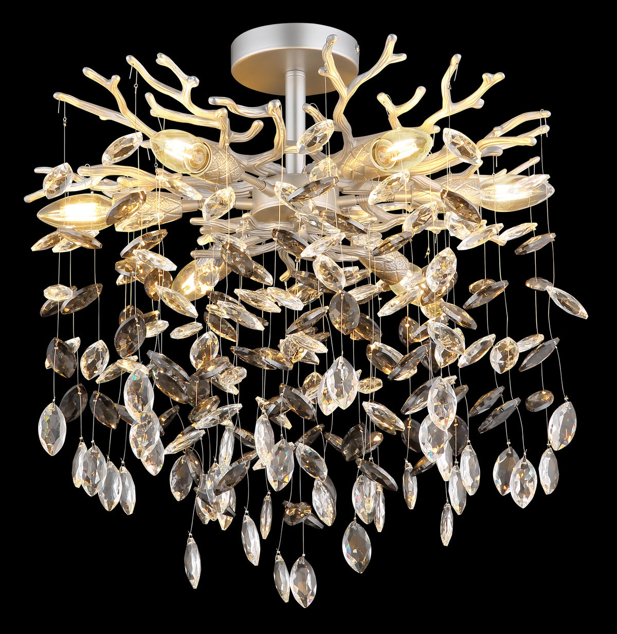 Moderna lâmpada de teto de cristal prateado com 6 luzes – imagem 2