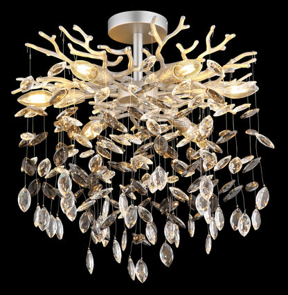 Moderna lâmpada de teto de cristal prateado com 6 luzes – imagem 2