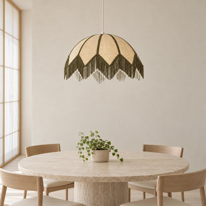 Grön fransad pendellampa Light & Living Sulina – miljöbild
