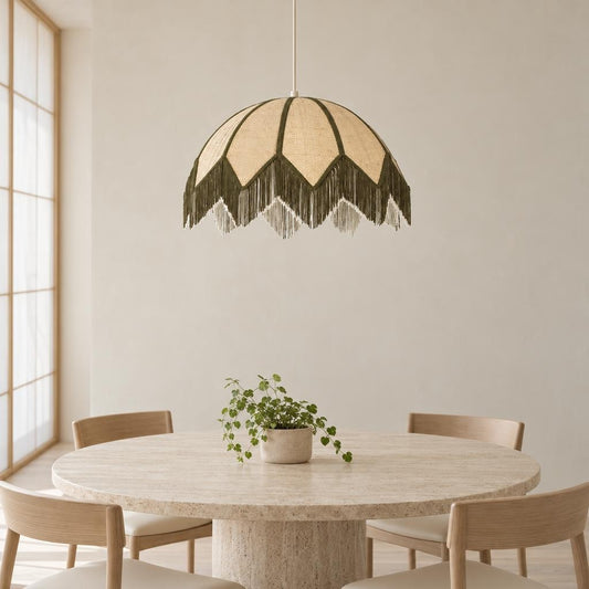 Grøn Sulina-pendellampe med frynser – Light & Living – stemningsbillede
