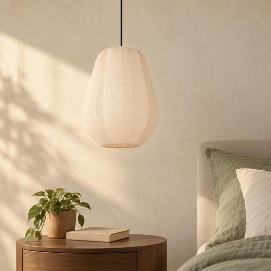 Кремава висяща лампа Sable Japandi | Anne Lighting – интериорна снимка
