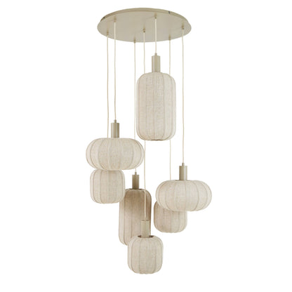 Grande luminária pendente de linho em cor natural Light & Living Tufia