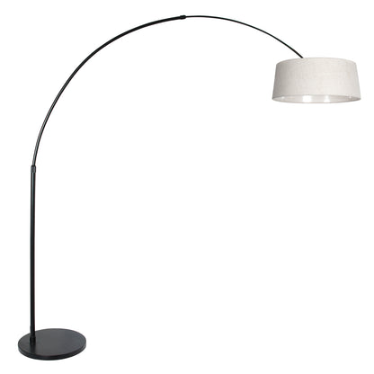 zwarte-booglamp-met-warme-creme-linnen-kap-steinhauer-sparkled-light-main-image
