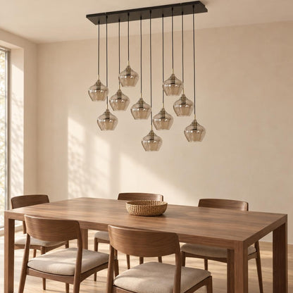 Rakel pendellampe i bronzefarvet glas – stemningsbillede