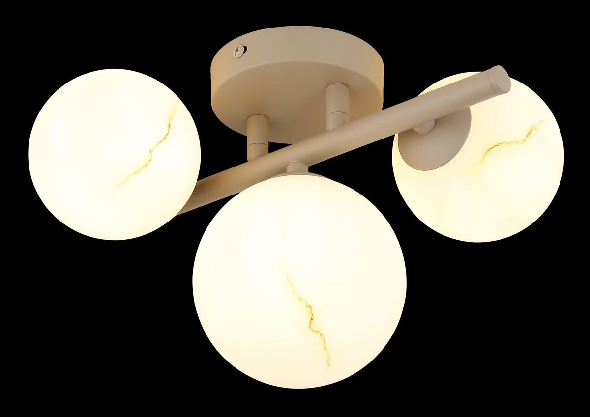 Lampadario metallico a 3 luci color sabbia elegante – immagine 4