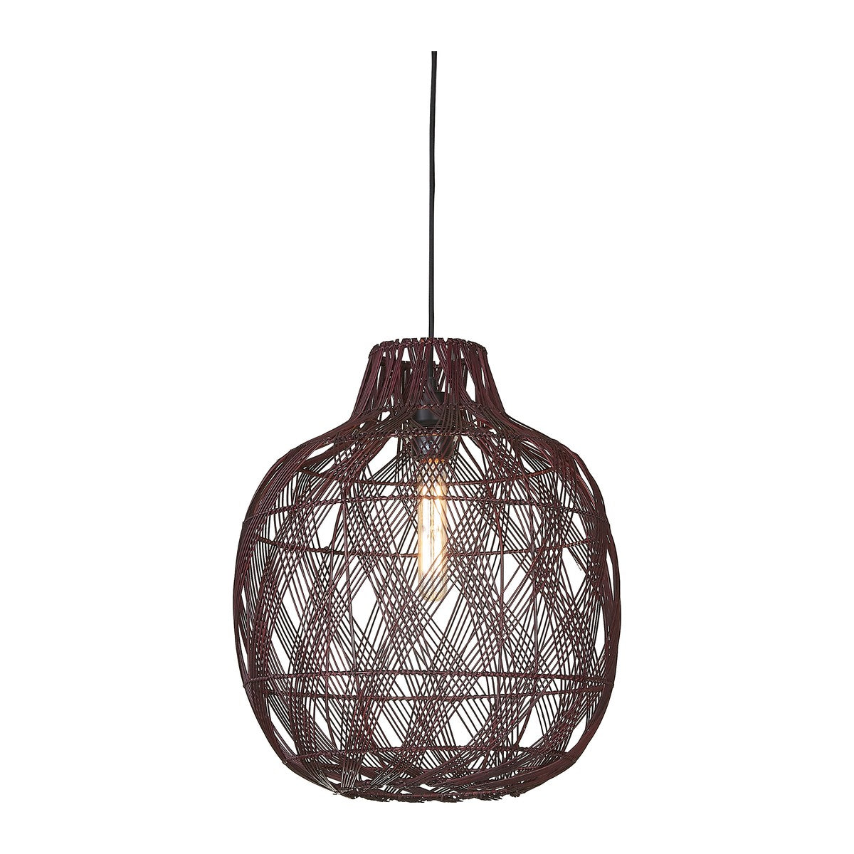 Bordeauxrode bamboe hanglamp met vlechtwerk GOOD&MOJO MENDOZA