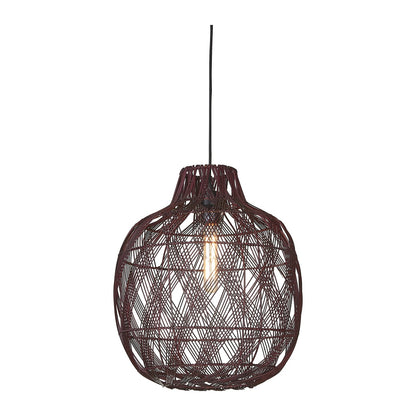 Bordeauxrode bamboe hanglamp met vlechtwerk GOOD&MOJO MENDOZA