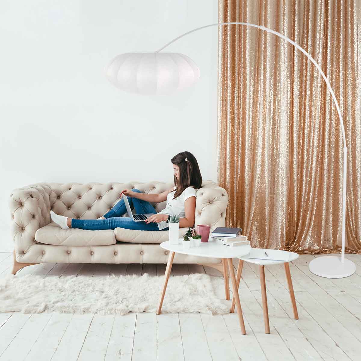 witte-scandinavische-booglamp-linnen-kap-steinhauer-sparkled-light-variant-image2