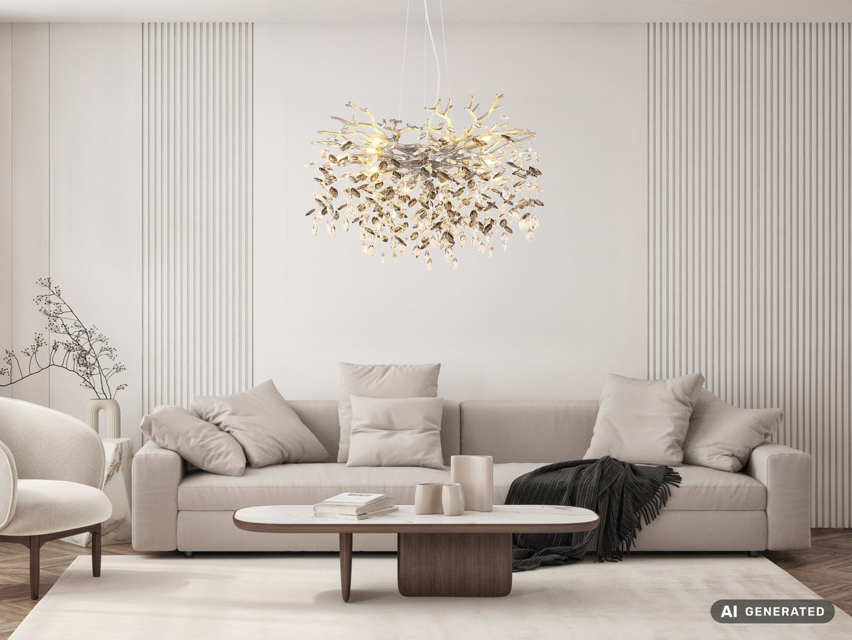 Grande lampadario in cristallo argentato – immagine 4