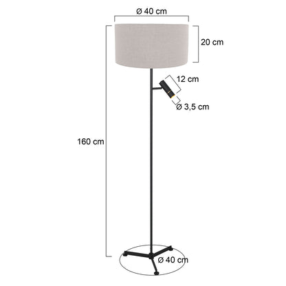 Steinhauer Stang tripod vloerlamp met leeslicht – maattekening