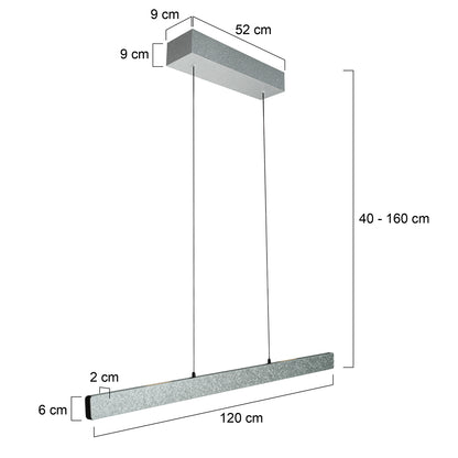 Steinhauer Fluxy LED Pendant Light in Steel with Motion Dimmer – dimension drawing