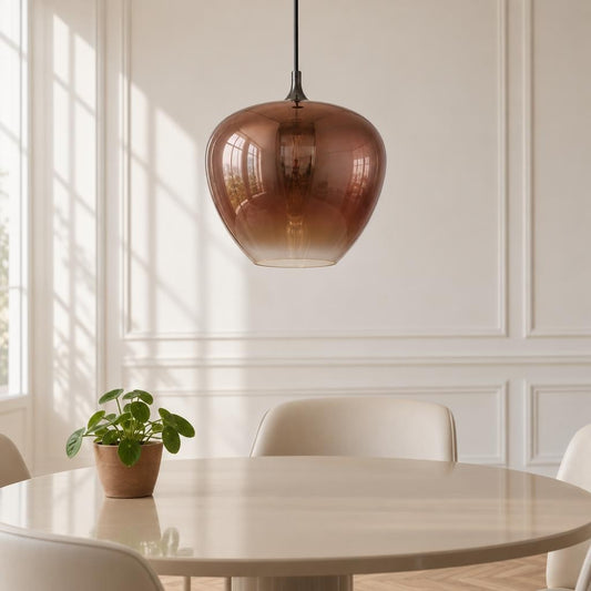 Lustră MAXY din sticlă roșie cu design modern – fotografie de ambient