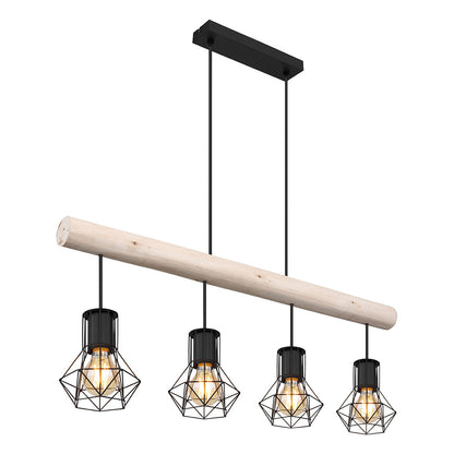 4-diamantkap-hanglamp-zwart-metaal-hout-globo-priska-main-image