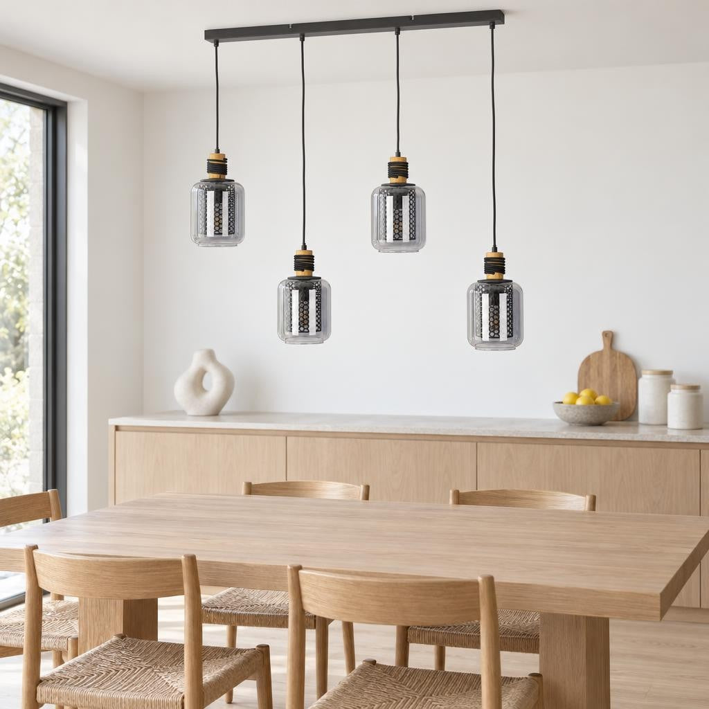 Ando Black Pendant Light with Smoked Glass – lifestyle image