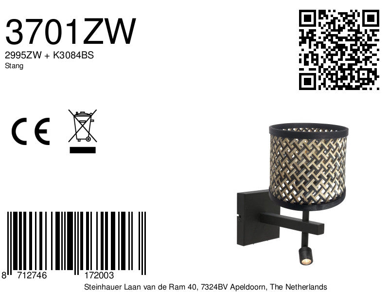 wandlamp-zwart-met-patroon-en-leeslamp-steinhauer-stang-variant-image8a