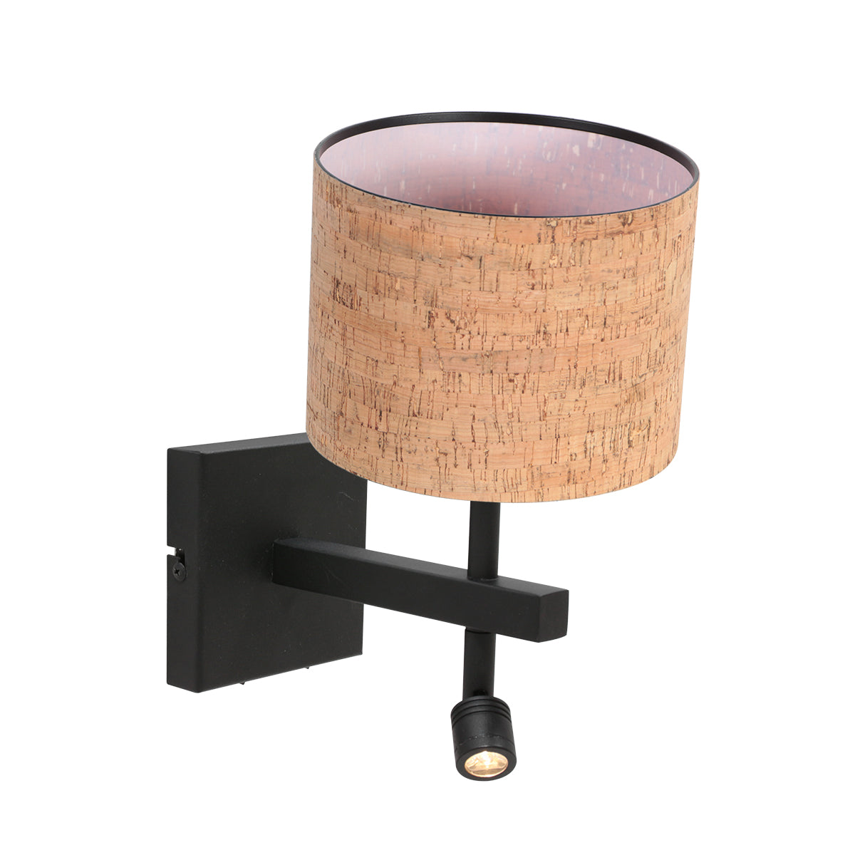 zwarte-wandlamp-met-beige-kurkkap-en-leeslamp-steinhauer-stang-variant-image1