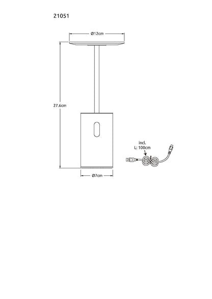 Grande lâmpada de mesa LED em travertino cinza – imagem 8
