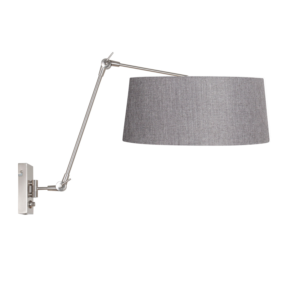 wandlamp-in-geborsteld-staal-met-grijze-linnen-kap-steinhauer-prestige-chic-main-image