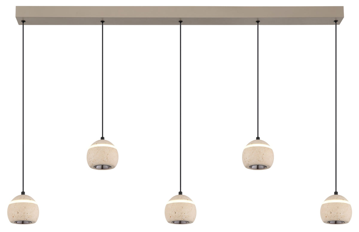 Grande lampada a sospensione LED in travertino color sabbia – immagine 5