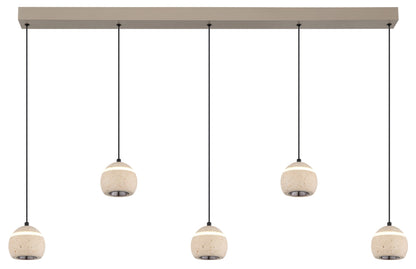 Grande lampada a sospensione LED in travertino color sabbia – immagine 5