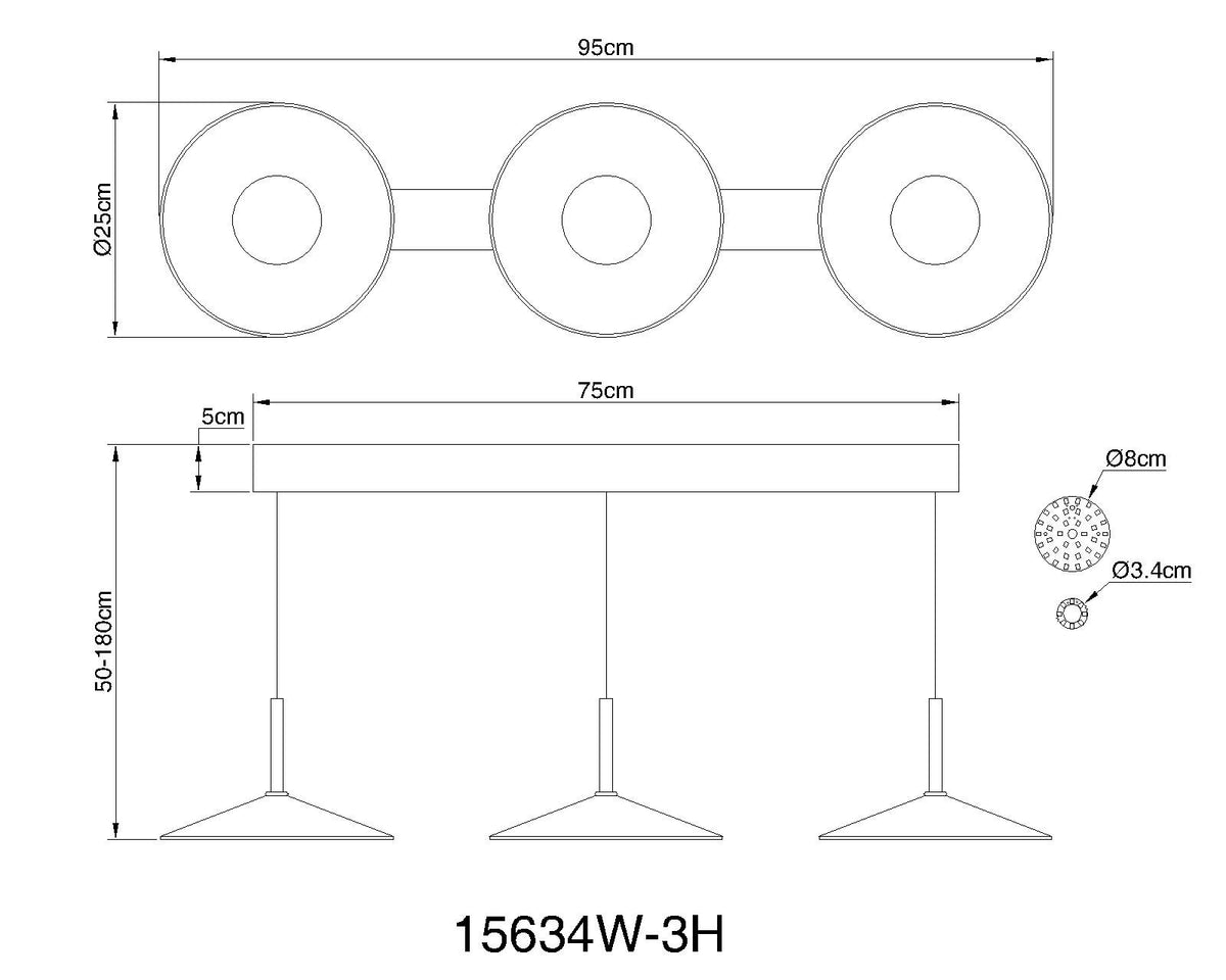 Grande lampada a sospensione in metallo bianco a LED – immagine 5