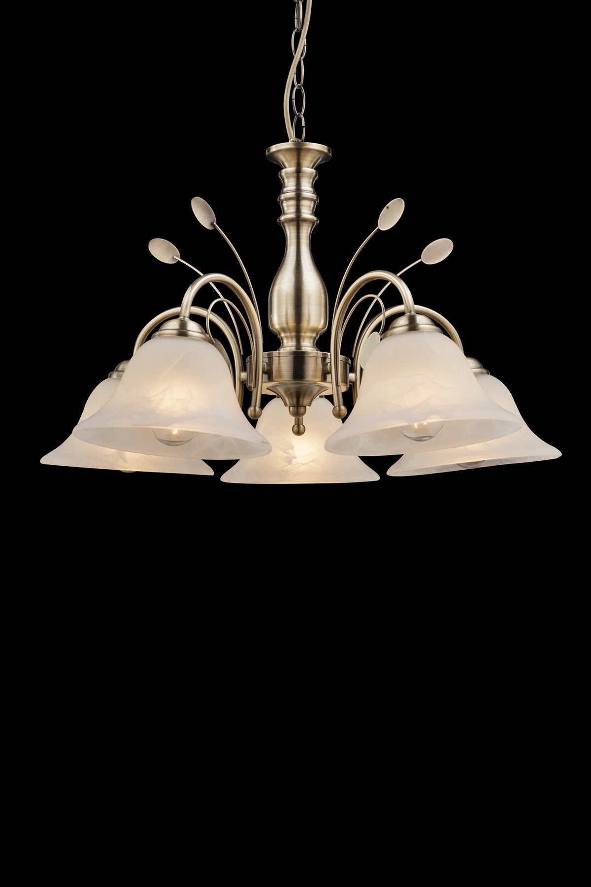 Grande lampadario di vetro color ottone – immagine 3